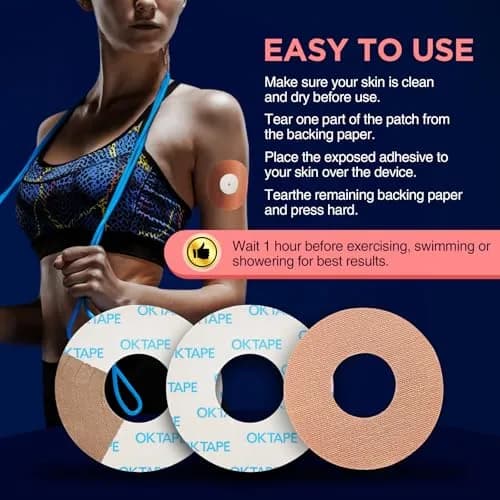 OK TAPE Freestyle Libre Adhesive Patches 15 PCS Beige | Waterproof & Sweatproof CGM Sensor Protection thumbnail 4