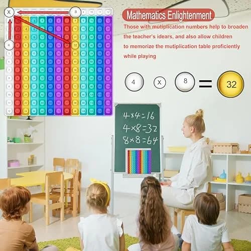 COOVA Multiplication Chart Pop It - Interactive Math Fidget Toy, 9.25 x 9.25 inches, Multi-color for Kids Learning thumbnail 5