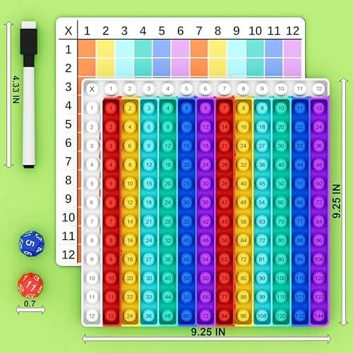 COOVA Multiplication Chart Pop It - Interactive Math Fidget Toy, 9.25 x 9.25 inches, Multi-color for Kids Learning thumbnail 6