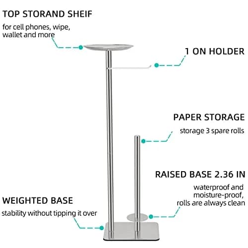FEILERN Toilet Paper Holder Stand for Bathroom Floor 4 Rolls Storage Shelf (Brush Nickel) thumbnail 2