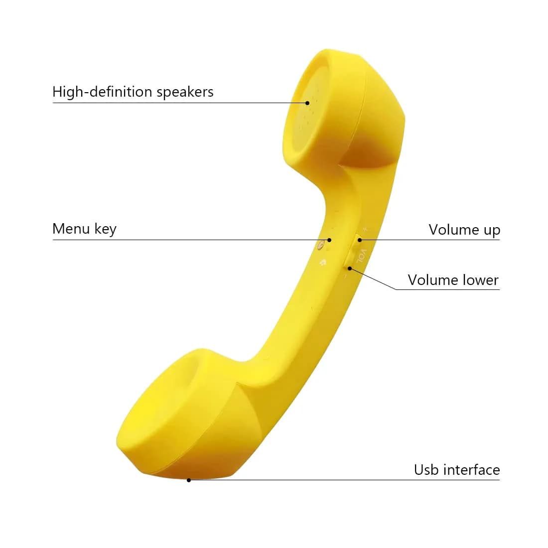 LIONSOUL Retro Bluetooth Handset with USB for Cell Phones & Computers (Yellow) - view 3