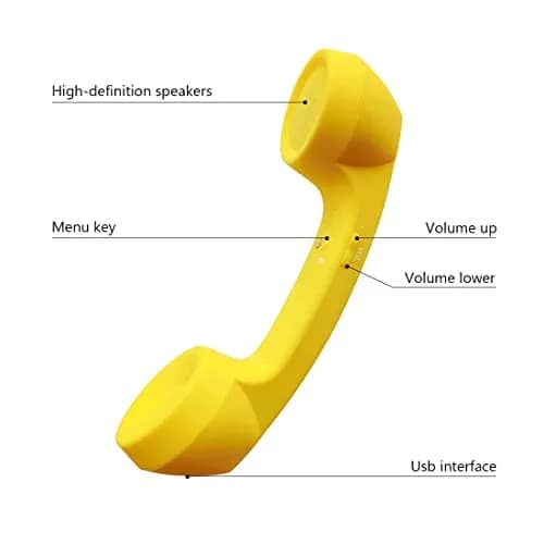 LIONSOUL Retro Bluetooth Handset with USB for Cell Phones & Computers (Yellow) thumbnail 3