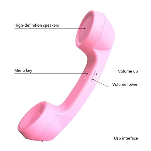 LIONSOUL Retro Phone Handset with Bluetooth 5.0 and USB Rechargeable, Pink | Wireless Bluetooth Handset for Mobile Phones and Computers thumbnail 3