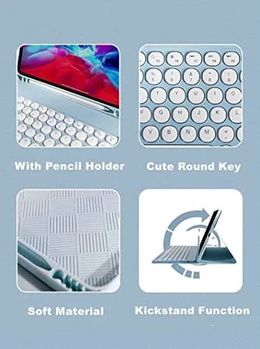 QIYIBOCASE Pink Retro Round Keys Keyboard Case for Galaxy Tab S6 Lite 10.4 inch (2020-2024 Models) with S Pen Holder thumbnail 4