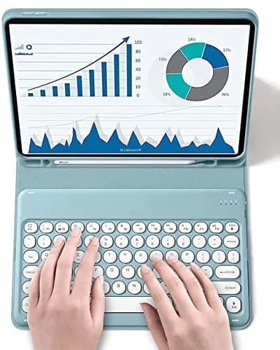 QIYIBOCASE Pink Retro Round Keys Keyboard Case for Galaxy Tab S6 Lite 10.4 inch (2020-2024 Models) with S Pen Holder thumbnail 7