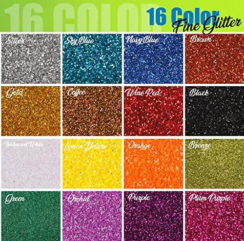 LEOBRO Glitter, 32 Colors Fine & Chunky Glitter for Crafts, Resin, Art, 16 jars each 8g | Sparkling & Safe thumbnail 3