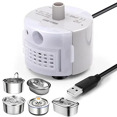 Petilog Water Pump for Cat Fountain 5V | Ultra Quiet Stainless Steel Pump for 3.2L/108oz Fountain thumbnail 1