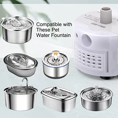 Petilog Water Pump for Cat Fountain 5V | Ultra Quiet Stainless Steel Pump for 3.2L/108oz Fountain thumbnail 5