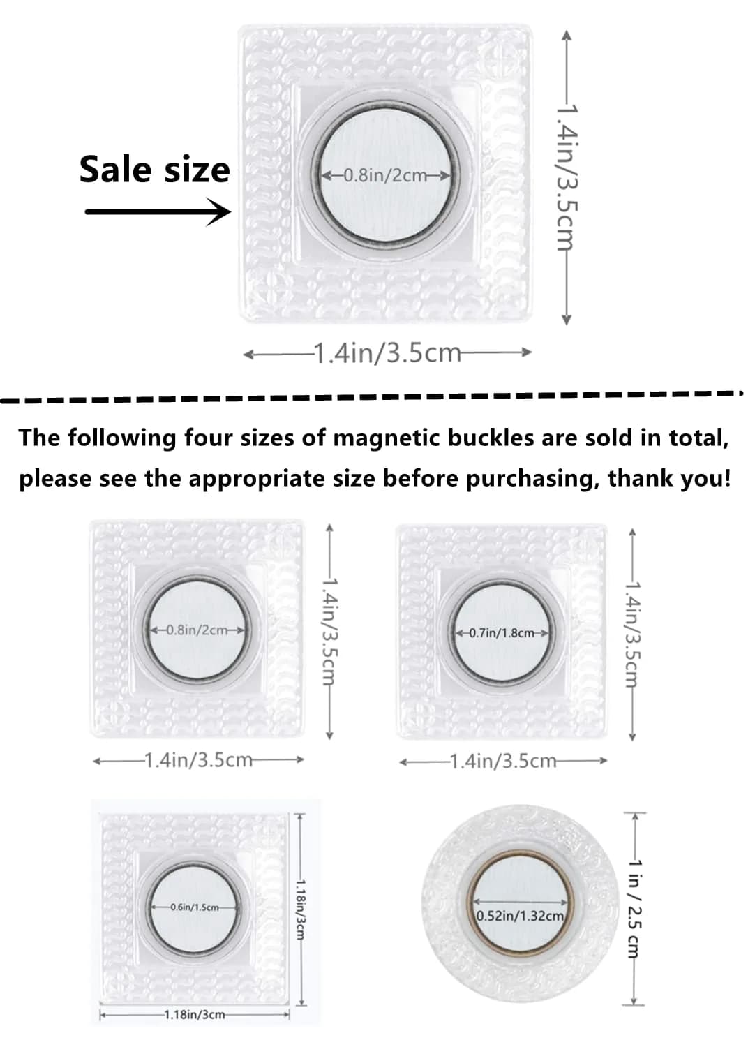 XILEWHZF White Magnetic Snaps 3.5cm (1.4 Inch) | 20 Pairs Sew-On Fasteners for Bags & Crafts - view 2