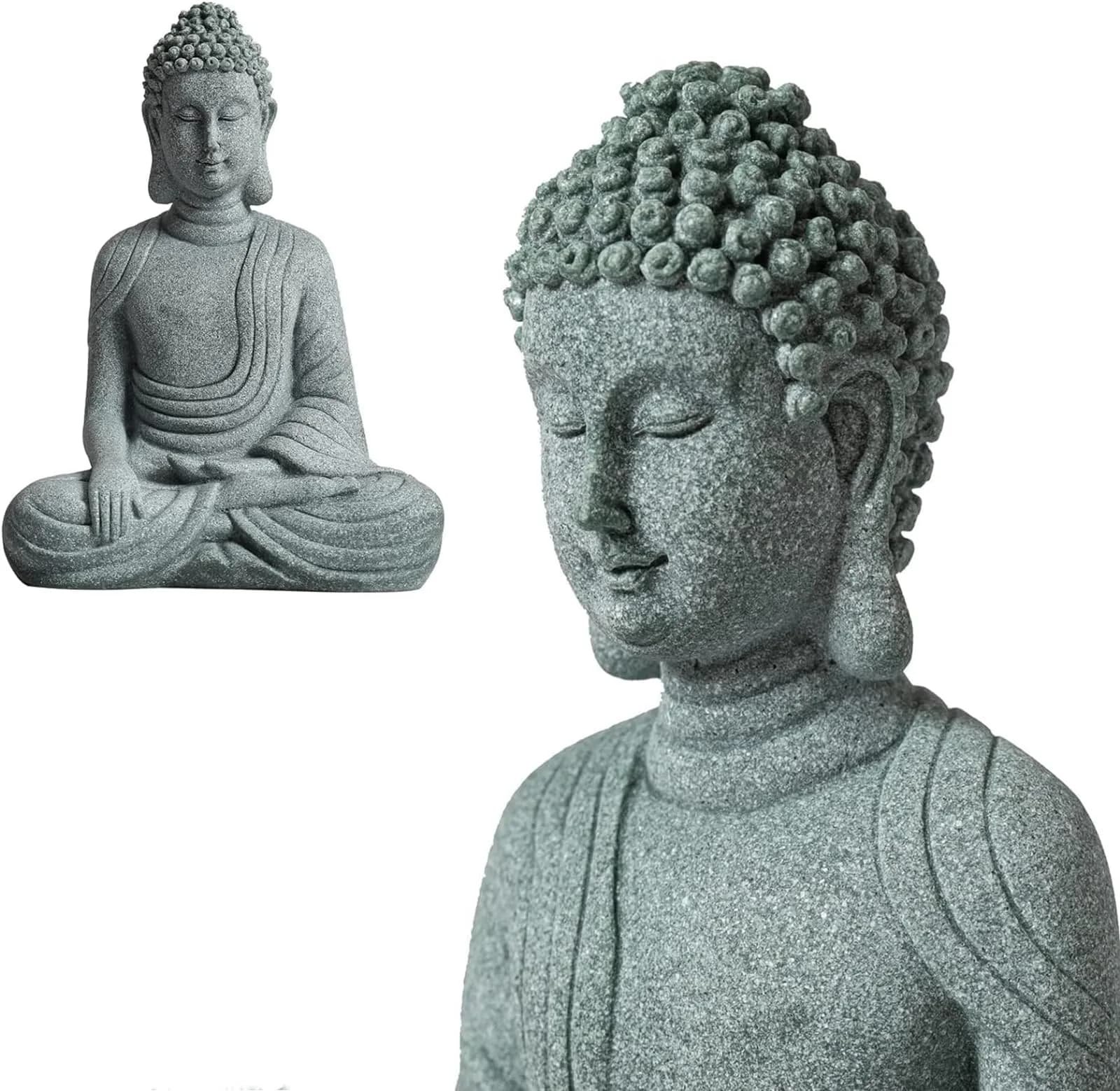 FENGSHUI-CAISHEN Little Buddah Statue for Home Indoor Aquarium | Meditative Zen Decor with Handcrafted Stone Finish — Meditating Buddha