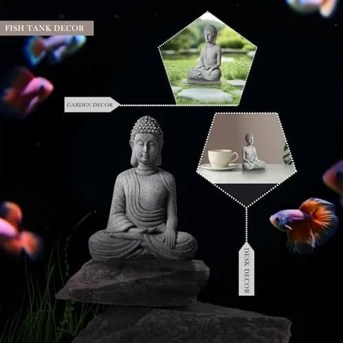 FENGSHUI-CAISHEN Little Buddah Statue for Home Indoor Aquarium | Meditative Zen Decor with Handcrafted Stone Finish thumbnail 4