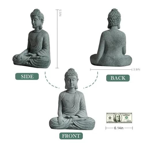 FENGSHUI-CAISHEN Little Buddah Statue for Home Indoor Aquarium | Meditative Zen Decor with Handcrafted Stone Finish thumbnail 8