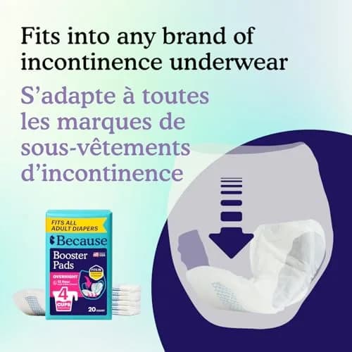 Because Overnight Incontinence Booster Pads for Men and Women | Extra 4 Cups Absorbency, Soft, Unisex, 20 Count thumbnail 4