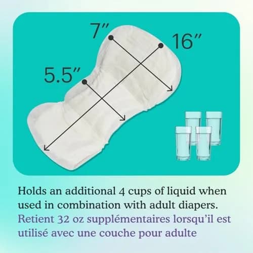 Because Overnight Incontinence Booster Pads for Men and Women | Extra 4 Cups Absorbency, Soft, Unisex, 20 Count thumbnail 5