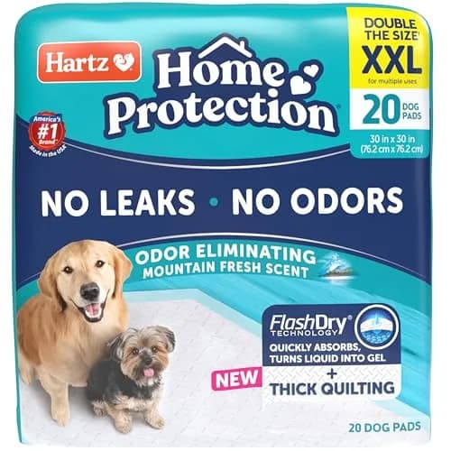 Hartz Dog Training Pads XXL 30 x 30 inches | Odor Eliminating, Leak-Proof, Super Absorbent (70-120c) thumbnail 1