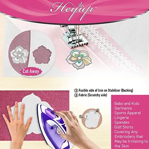 HEYUP Iron on Embroidery Stabilizer 8" x 9 Yd | Soft Touch Backing for Sensitive Skin thumbnail 3