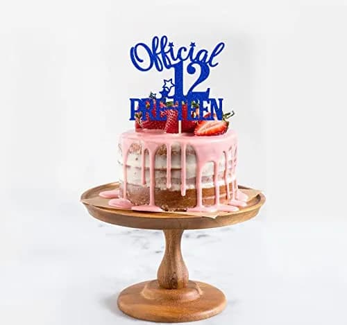Nettuao Blue Glitter 12th Birthday Cake Topper | Premium Glitter Cardboard & Wooden Stick (1 Count) thumbnail 4