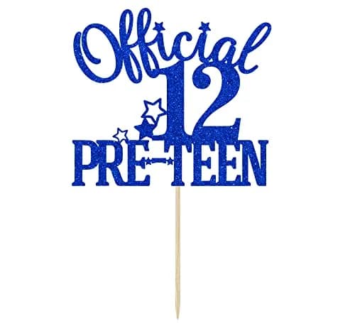 Nettuao Blue Glitter 12th Birthday Cake Topper | Premium Glitter Cardboard & Wooden Stick (1 Count) thumbnail 5