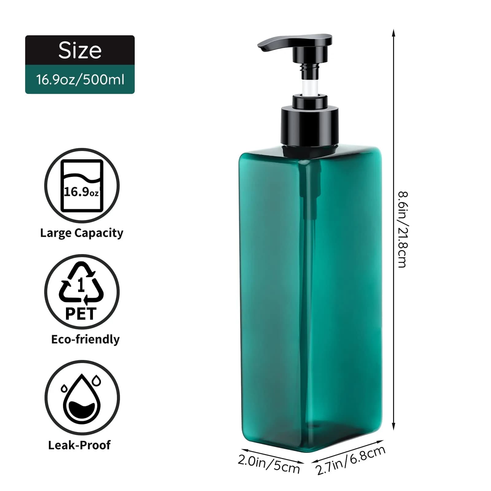 Segbeauty 3-Piece 500ml Pump Dispenser Set | Leak-Proof & Refillable for Bathroom & Travel - view 6