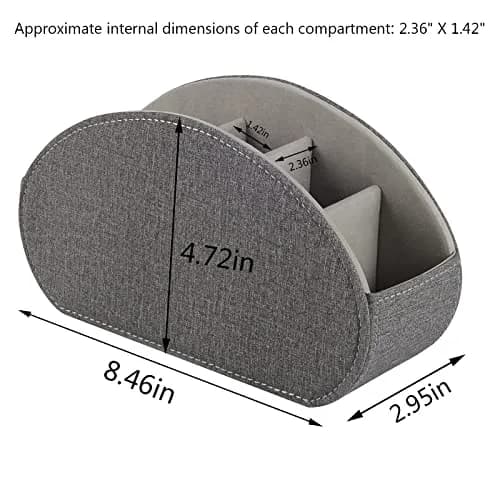 RHCSZ Remote Control Holder Grey 21.5cm (8.46in) | 5 Compartment Bedside Organizer thumbnail 5