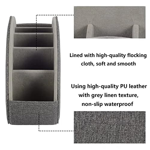 RHCSZ Remote Control Holder Grey 21.5cm (8.46in) | 5 Compartment Bedside Organizer thumbnail 6