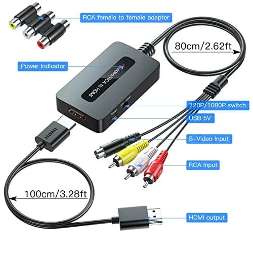 Sedytetoc RCA Svideo to HDMI Converter with HD Cable (RCA and Svideo Integrated) | Full HD Upscaling for TV & Projectors thumbnail 5