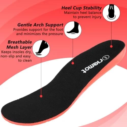 riemot Sports Insoles for Men with PU Cushioning | Full-Length Shoe Inserts for Comfort & Support thumbnail 2