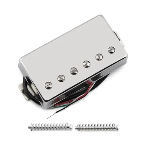 FLEOR Alnico 5 Guitar Humbucker Pickup 14-15K Bridge Chrome | 52mm Pole Spacing thumbnail 1