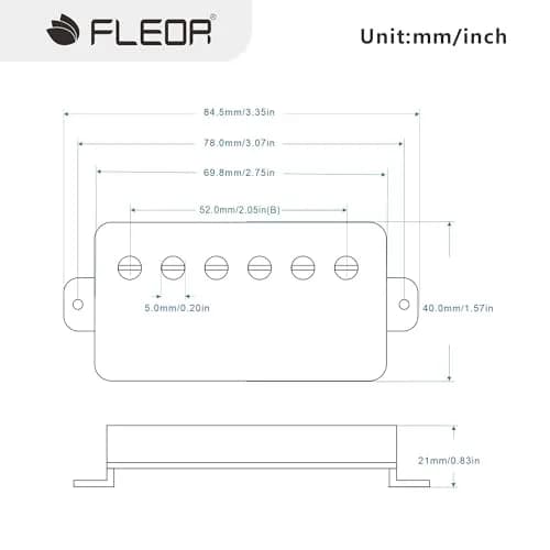 FLEOR Alnico 5 Guitar Humbucker Pickup 14-15K Bridge Chrome | 52mm Pole Spacing thumbnail 2