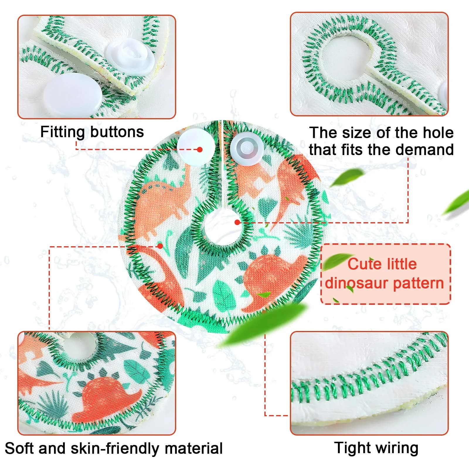 Breling Cotton Feeding Support Pads (24 Count, Dinosaur) | Washable & Skin-Friendly - view 4