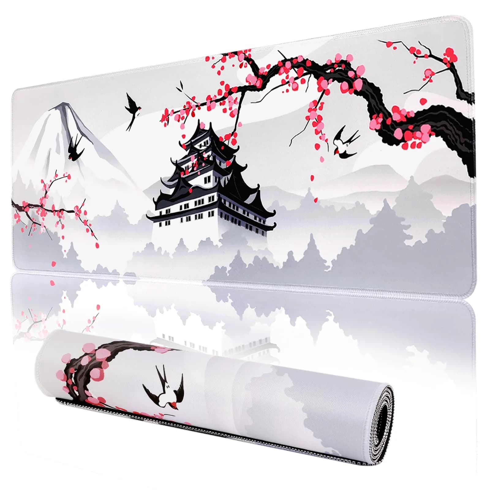 MEWOOCUE® Large Japanese Anime Gaming Mouse Pad (80cm x 30cm / 31.5" x 11.9") | Smooth Control Surface — Japanese Cherry Blossom