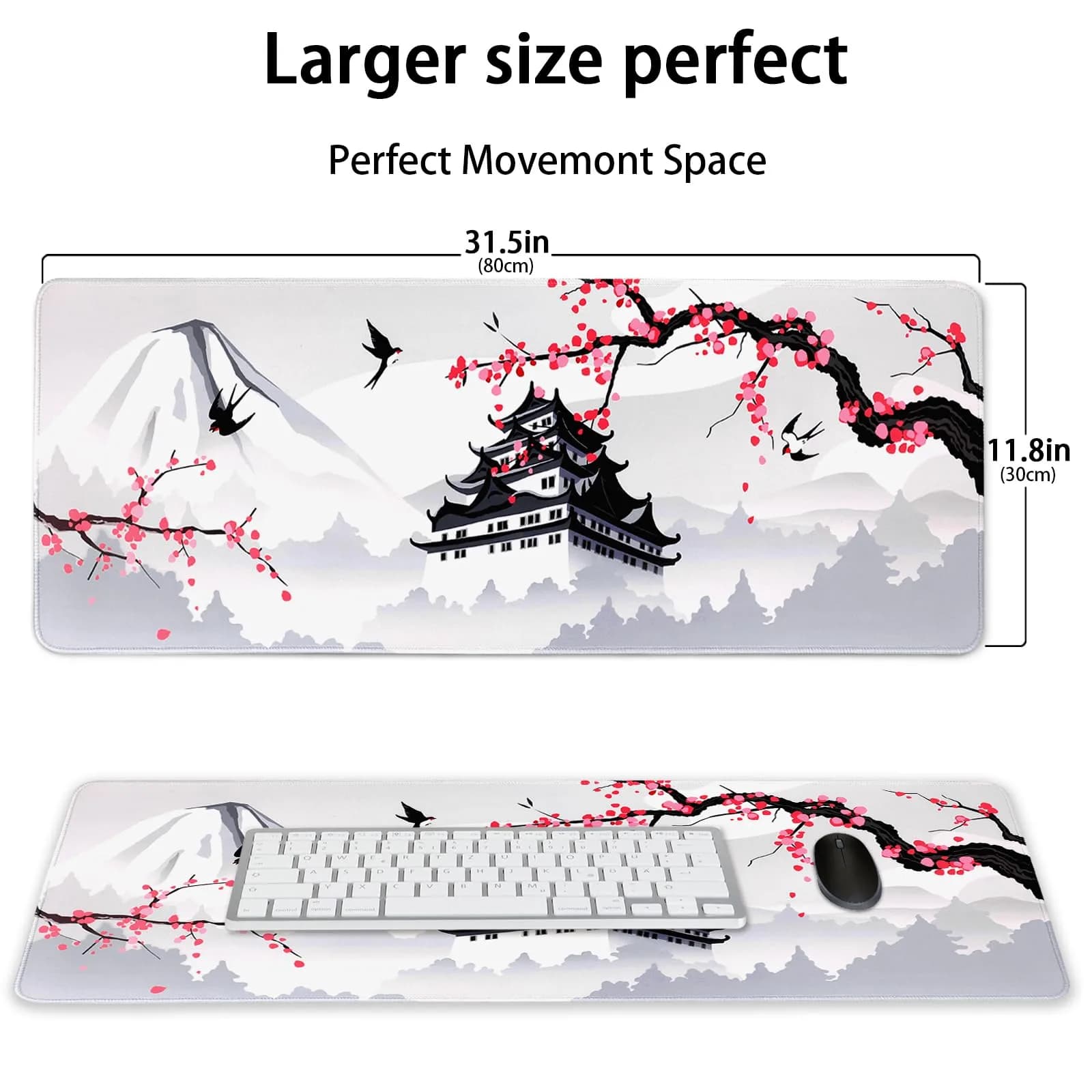 MEWOOCUE Japanese Cherry Blossom Gaming Mouse Pad 80cm x 30cm (31.5 x 11.8 inches) | Smooth Control Surface - view 4