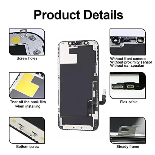 SIMDOG OLED Screen Replacement for iPhone 12/12 Pro 6.1 inch | Full HD Display, 3D Touch, Tools Included thumbnail 7