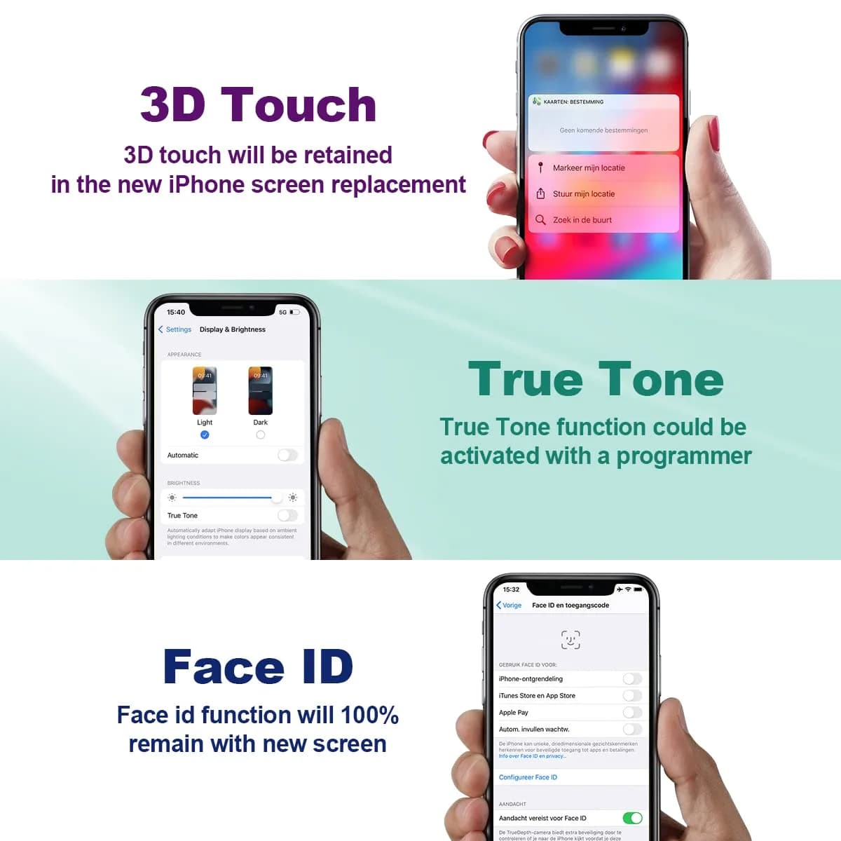 SIMDOG OLED Screen Replacement for iPhone 12/12 Pro 6.1 inch | Full HD Display, 3D Touch, Tools Included - view 4