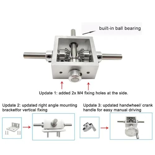 PGFUN 1:1 Right Angle Bevel Gearbox 1 Module 20 Teeth 8mm Shaft | Simple DIY Mechanical Steering Gear thumbnail 2