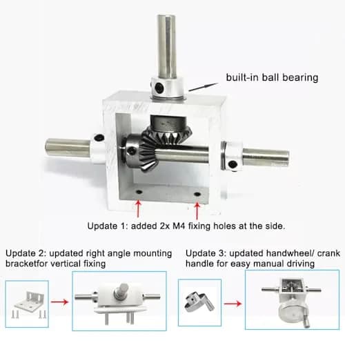 PGFUN 1:1 Right Angle Bevel Gearbox 1 Module 20 Teeth 8mm Shaft | Simple Mechanical DIY Steering Gear Device thumbnail 2