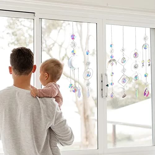 ilclviz 6Pieces Crystal Suncatchers for Window Hanging Sun Catcher with Chain | Rainbow Maker Decor for Home & Garden thumbnail 2