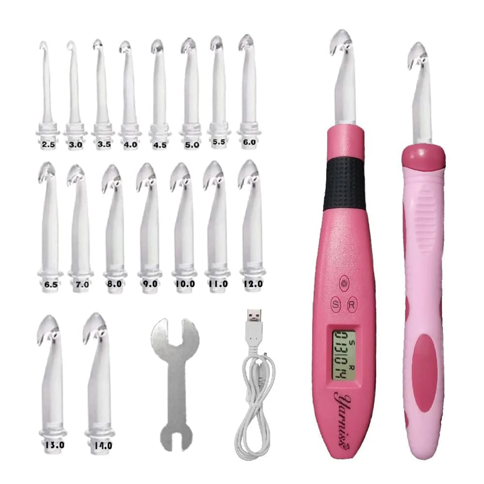 Yarniss 17 Size Lighted Crochet Hooks Set with Counter 2.5mm-14.0mm | Ergonomic Plastic Handles - view 5