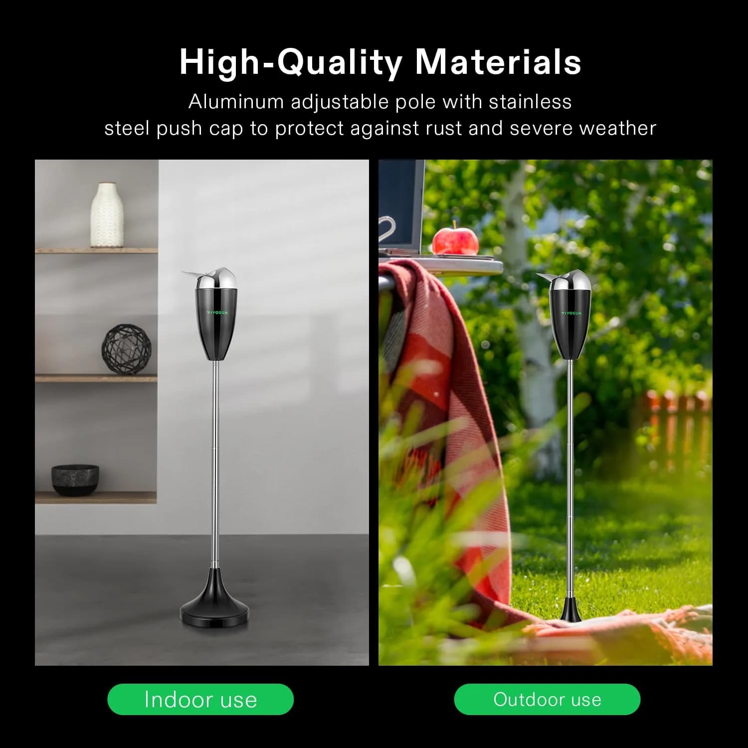 VIVOSUN Adjustable Standing Ashtray with Lid for Patio & Home | 53cm-89cm (21"-35") Height, Black - view 6