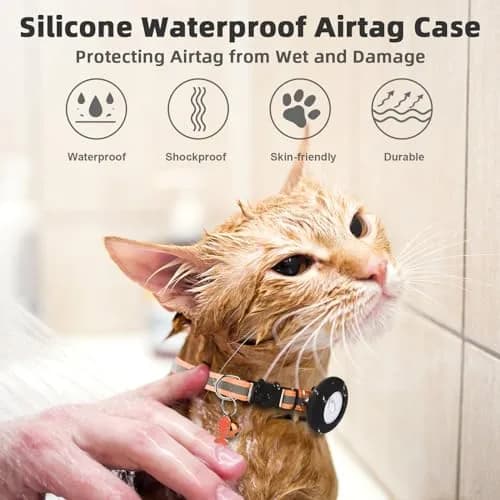 SimpleThings Orange Airtag Cat Collar with Bell & Safety Buckle | Reflective Nylon, Adjustable 22-35cm thumbnail 6
