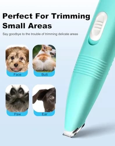 lexflext Dog Paw Trimmer with Detachable Ceramic Blade, Low Noise Pet Hair Shaver for Small Areas (Blue, 65g) thumbnail 4