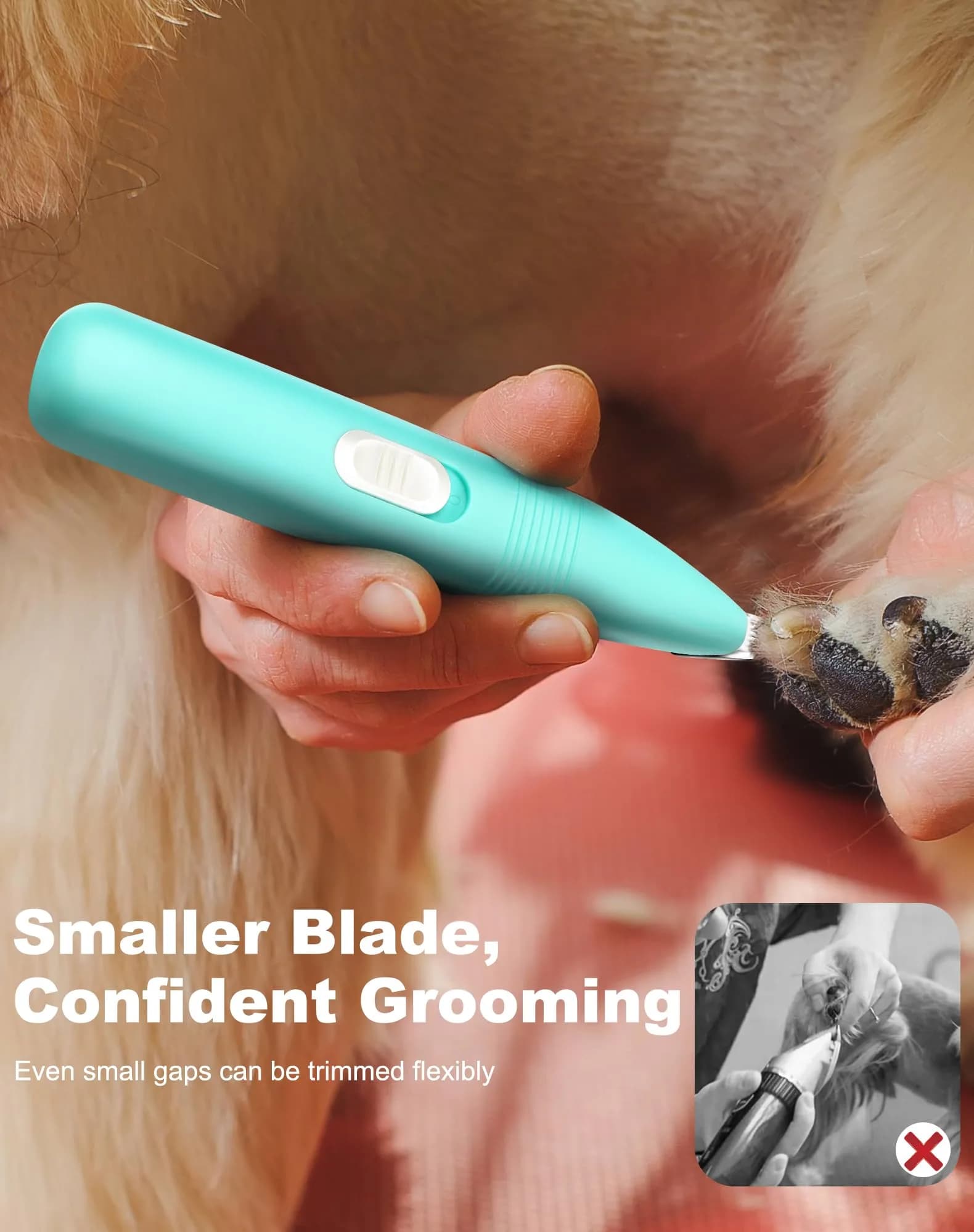 lexflext Dog Paw Trimmer with Detachable Ceramic Blade, Low Noise Pet Hair Shaver for Small Areas (Blue, 65g) - view 6