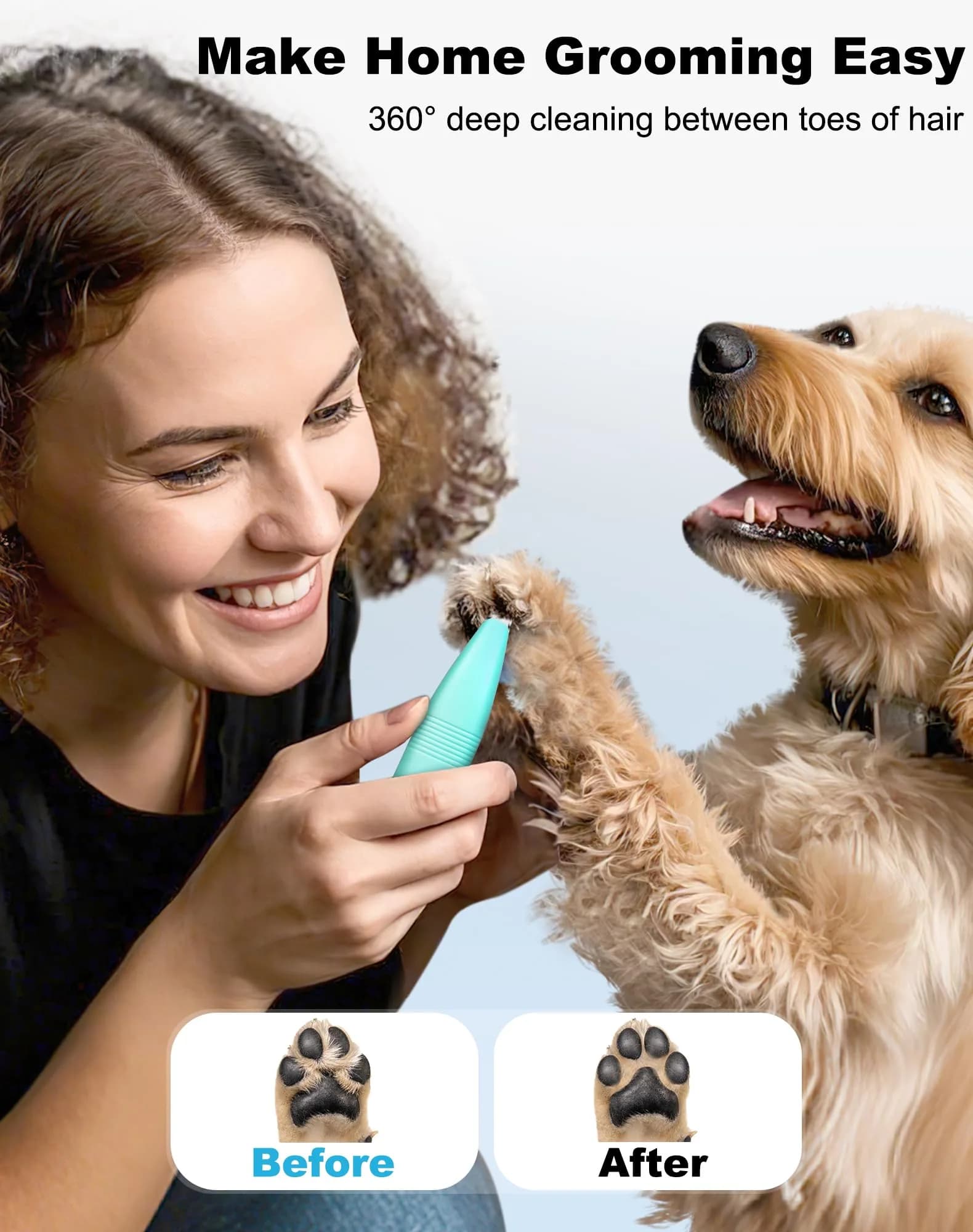 lexflext Dog Paw Trimmer with Detachable Ceramic Blade, Low Noise Pet Hair Shaver for Small Areas (Blue, 65g) - view 2