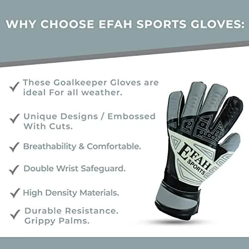 EFAH SPORTS Goalkeeper Gloves Size 7 (228g / 8oz) | Fingersave & Double Wrist Protection for Youth Soccer thumbnail 4