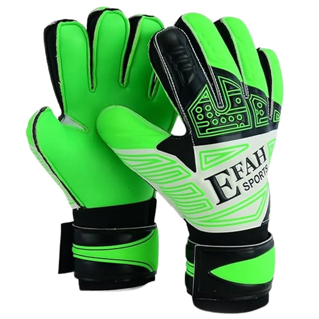 EFAH SPORTS Goalkeeper Gloves Size 7 (228g / 8oz) | Fingersave & Double Wrist Protection for Youth Soccer — Green / Size 8 suitable for size M-L adult
