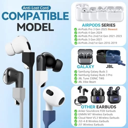 Mooyavia Ultra Strong Magnetic Anti-Lost Strap for AirPods Pro 3rd Gen & 2nd Gen, 5 Pack | Securely Fixes Earbuds During Sports thumbnail 2