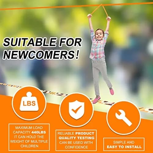 Just.smile Slackline Kit Longer 65ft with Tree Protectors & Carry Bag | Balance & Fun for Kids & Adults thumbnail 3