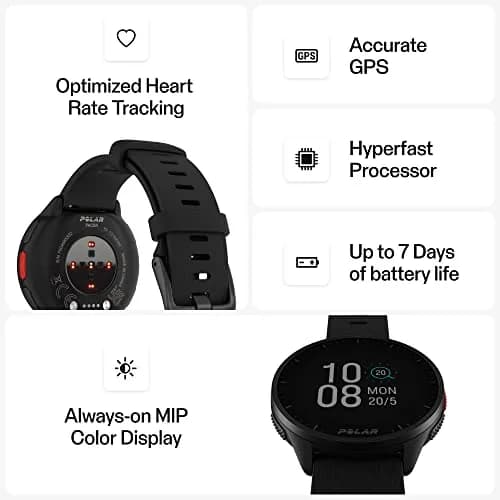 POLAR Pacer GPS Smartwatch for Runners | Ultra-Light, Heart Rate & GPS Tracking, Black, S-L thumbnail 7