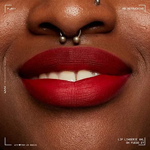 NYX PROFESSIONAL MAKEUP Lip Lingerie XXL Matte Liquid Lipstick On Fuego (Fire Red) 3.8ml (0.13 Fl Oz) | Long-Lasting Matte Finish thumbnail 4