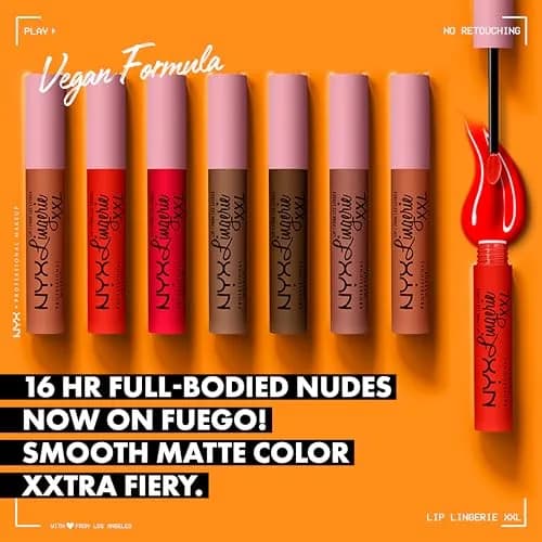 NYX PROFESSIONAL MAKEUP Lip Lingerie XXL Matte Liquid Lipstick On Fuego (Fire Red) 3.8ml (0.13 Fl Oz) | Long-Lasting Matte Finish thumbnail 2
